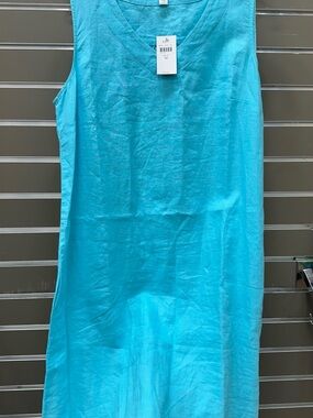 J. Jill Baltic Blue V-Neck Linen Top